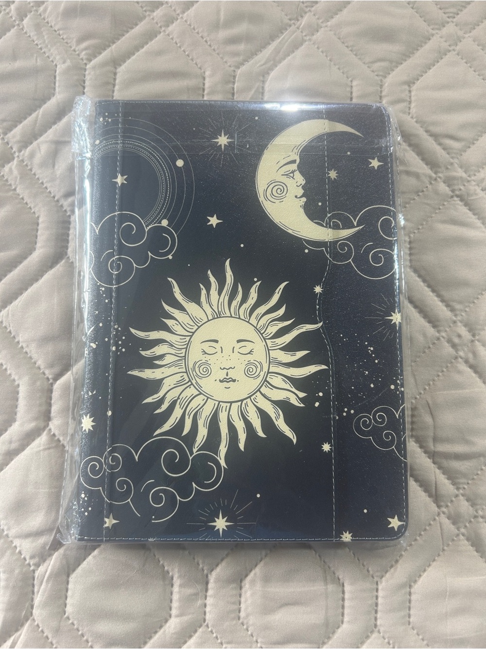 Sun & Moon Celestial Tablet Cover - Black with Cream Design